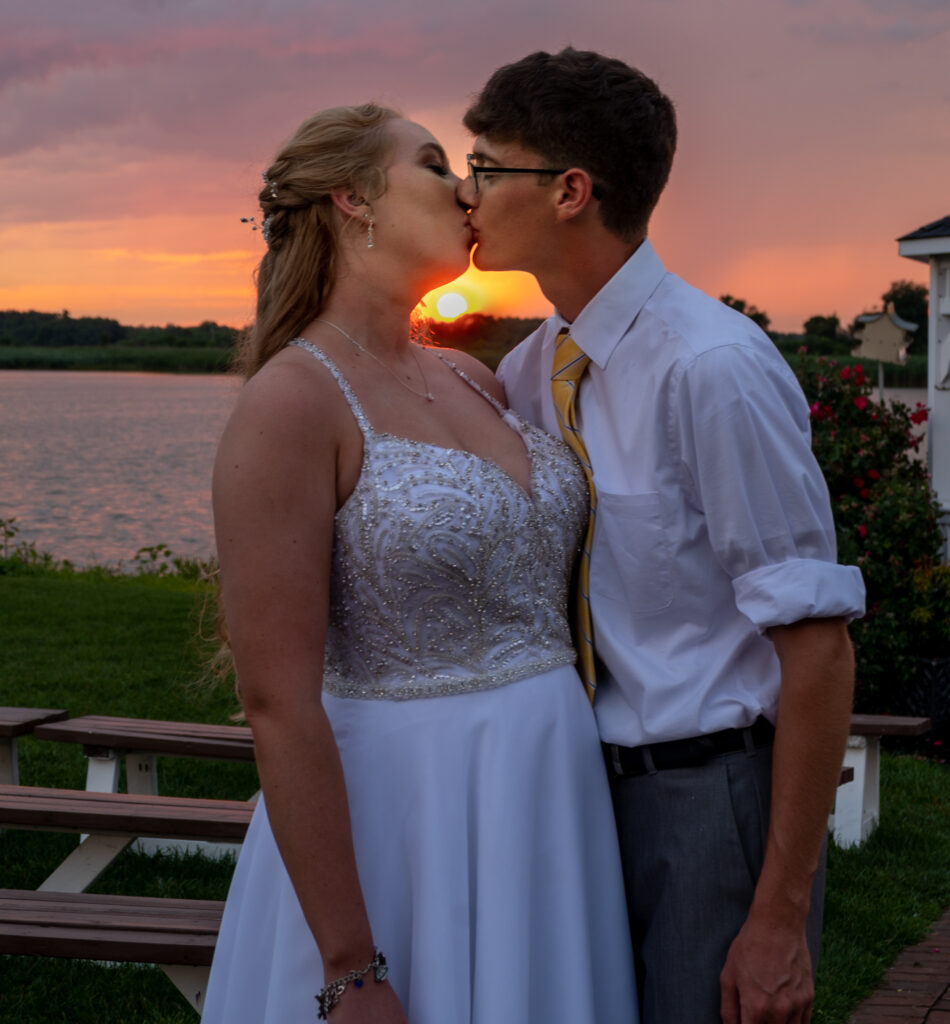Bride and Groom Good Night Kiss