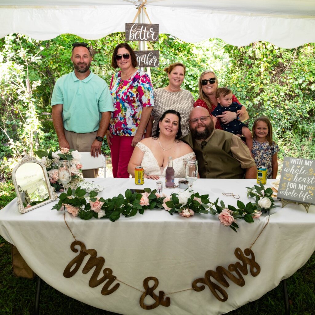Intimate backyard wedding with bridal party in Smyrna, DE