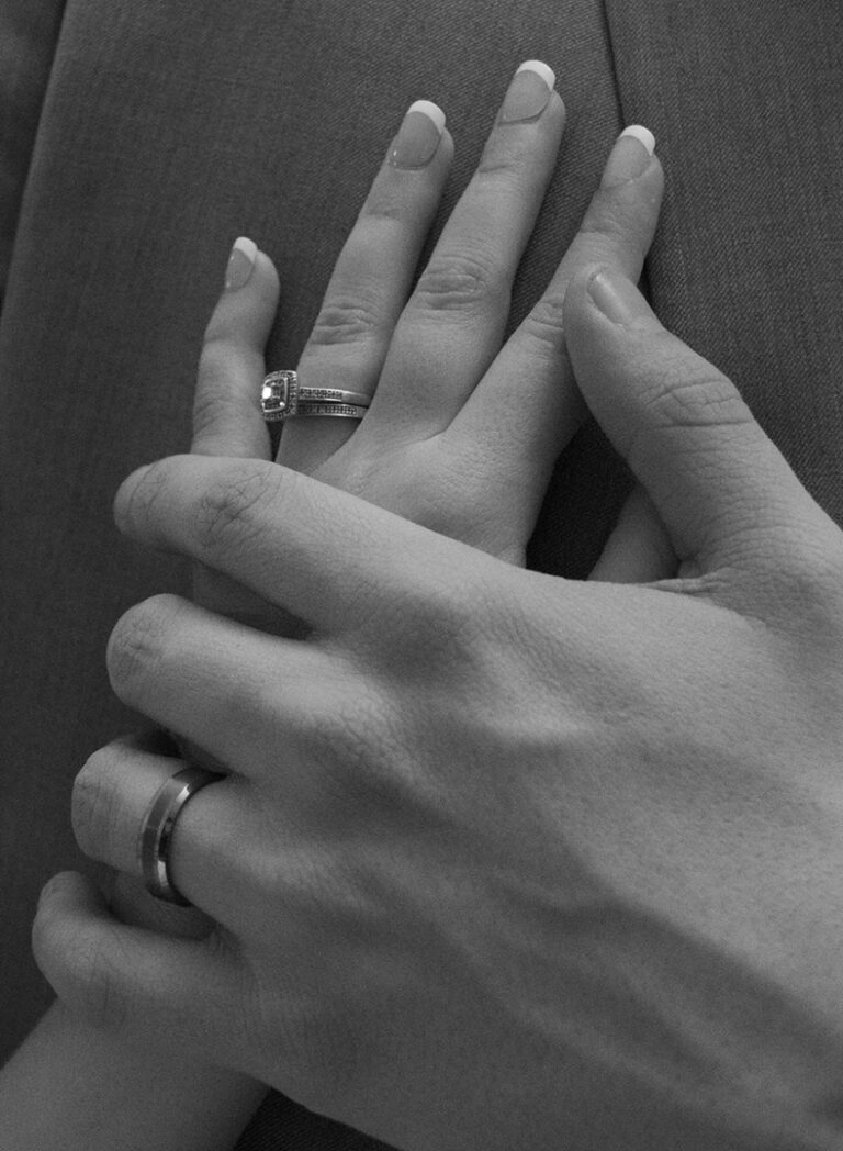 Loving hands says it all for Katlyn and Richie during ceremony at Barratt's Chapel, Frederica, DE
